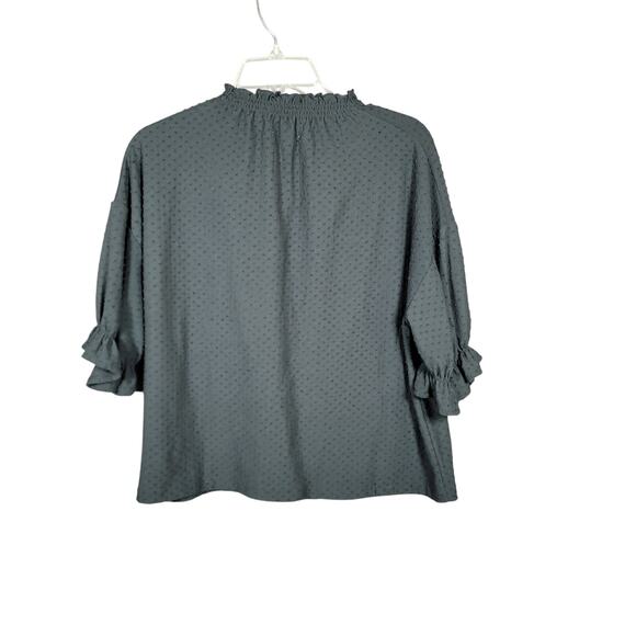 Madewell Texture & Thread Black Clipdot Ruffle Top Womens Size Medium - Picture 2 of 4